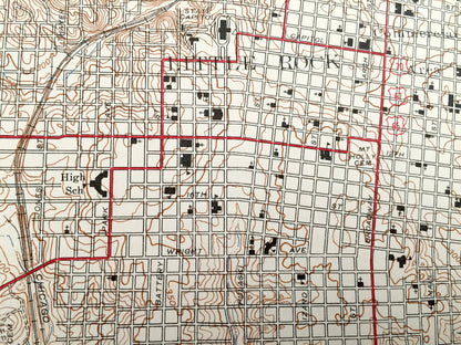 Antique Little Rock, Arkansas 1946 US Geological Survey Topographic Map – Pulaski, Saline County, Geyer Springs, Brodie, Big Rock, AR