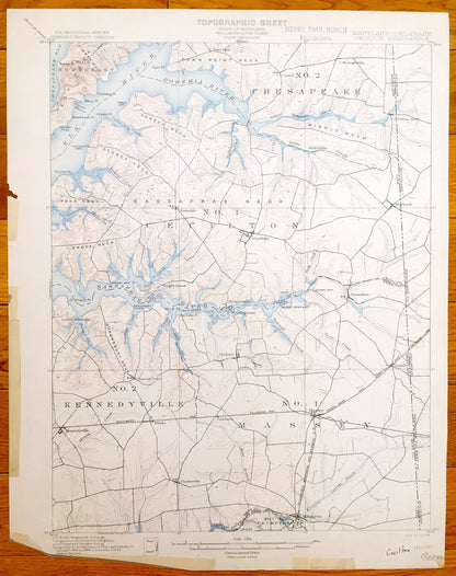 Antique Chesapeake Bay, Maryland 1900 US Geological Survey Topographic Map – Sassafras River, Crystal Beach, Cecilton, Hack Point, Elk Neck