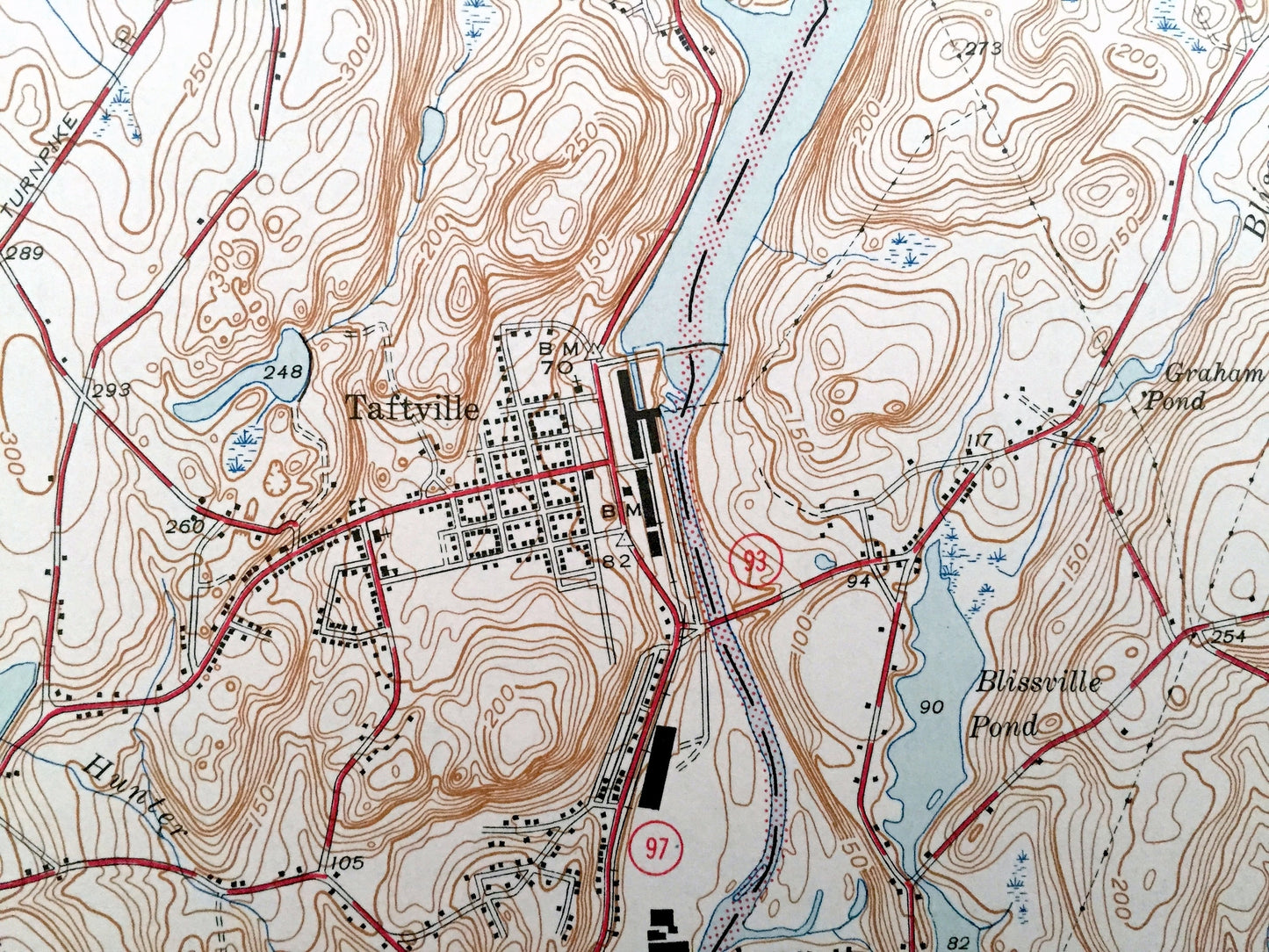 Antique Norwich, Connecticut 1946 US Geological Survey Topographic Map – New London County, Willimantic Preston, Lisbon, Sprague Franklin CT
